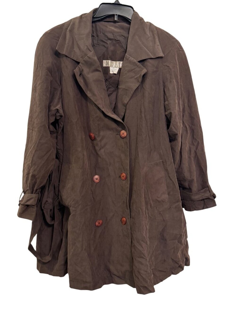 Brem Rainwear Womens Brown Double-Breasted Raincoat Large